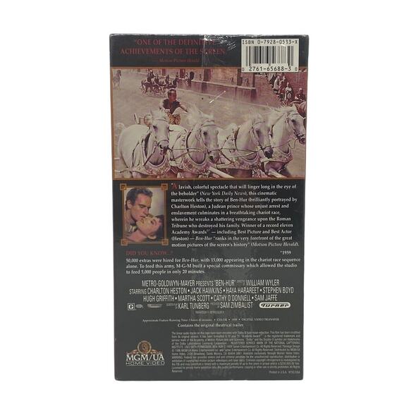 Charlton Heston - Ben-Hur Movie VHS 1996 2-Tape Set MGM Home Video 11 Oscars New - Picture 5 of 7